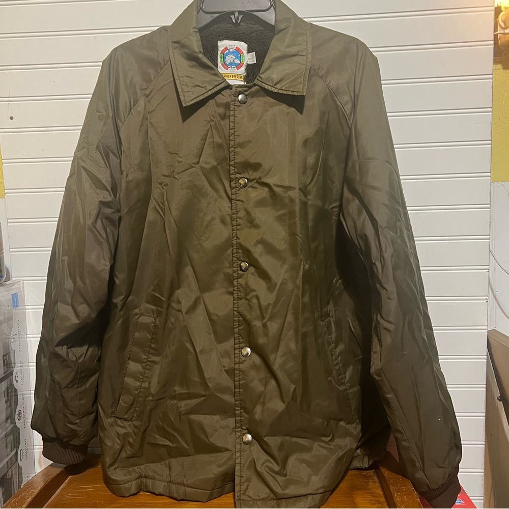 Vintage Weather Breaker Faux Fur Lined Brown Windbreaker Coach Jacket Size L